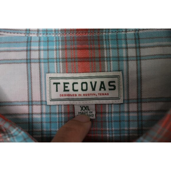 Tecovas Mens 2XL Western Cowboy Pearl Snap Plaid Button Up Shirt H899 - Picture 3 of 4